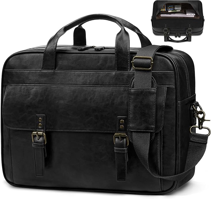 RAINSMORE Messenger Bag for Men 16 Inch Laptop Bag Vintage Leather Waterproof by RAINSMORE
