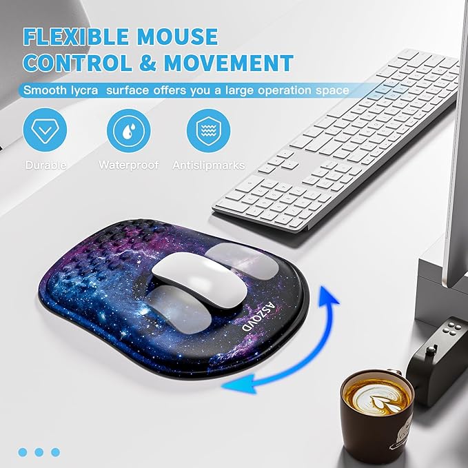 Mouse Pad with Wrist Rest, Ergonomic Mousepads with Wrist Support, Soft Lycra - Image 6