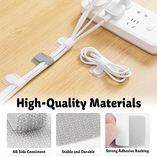 40 PCS Hook and Loop Cable Ties, Self-Adhesive Hook and Loop Cable Straps - Image 3