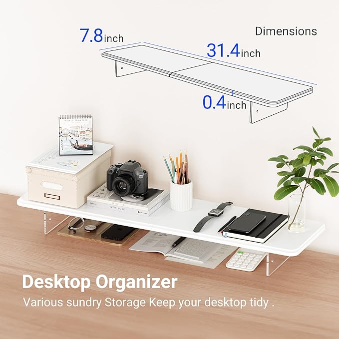 Monitor Stand Riser, 31.5-Inch LED Light Wood Computer Monitor Stand - Image 6