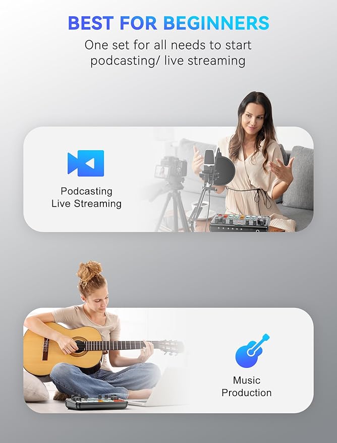 SINWE Podcast Equipment Bundle, Audio Interface - Image 8