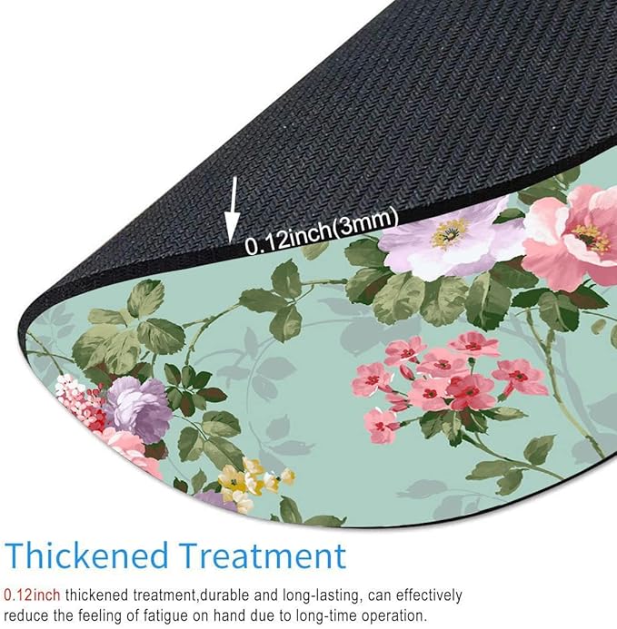 Mouse Pad, Mint Floral Teal Mouse Pad, Washable Round Mousepad - Image 3