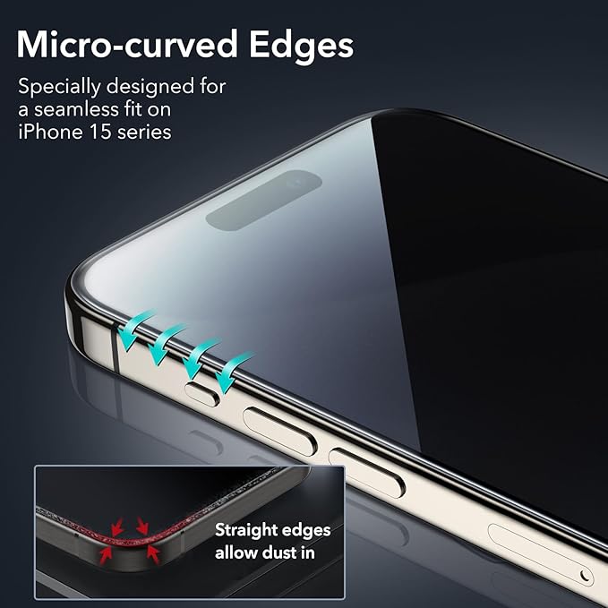 ESR 3 Pack for iPhone 15 Pro Privacy Screen Protector, Anti-spy Tempered-Glass - Image 3