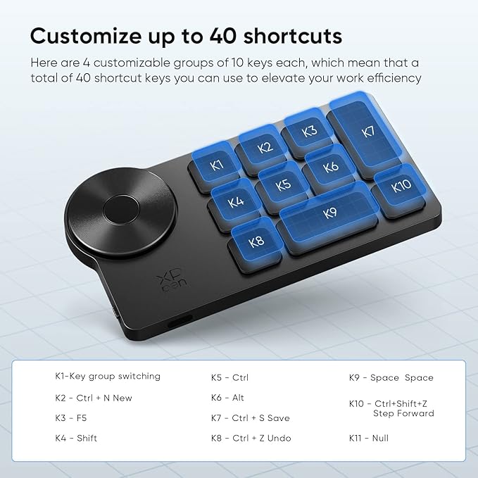 XPPen Mini Keydial ACK05 Wireless Shortcut Keyboard Bluetooth Programmable - Image 7