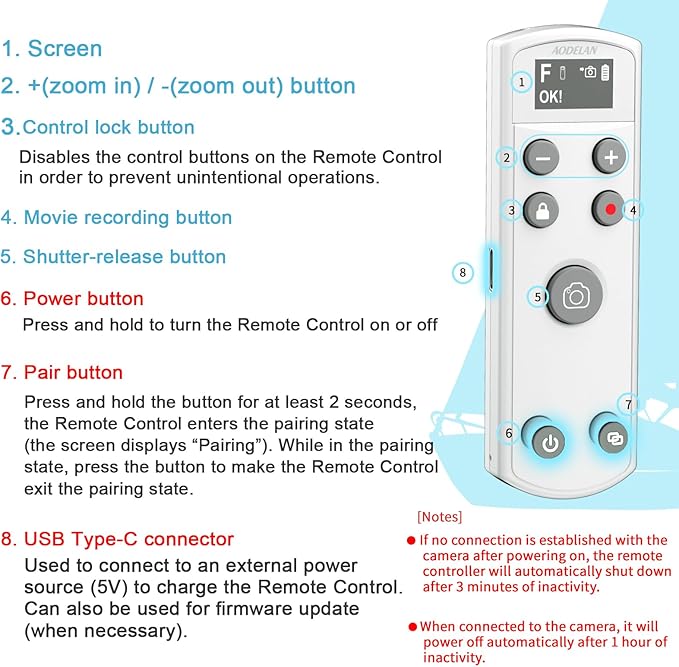 Remote Control for Fujifilm Camera, USB-C Rechargeable Wireless Shutter Release - Image 6
