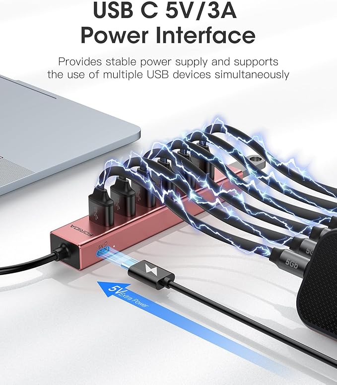 FORIDA USB Hub Long Cable 8 Ports multiport Adapter - Image 3