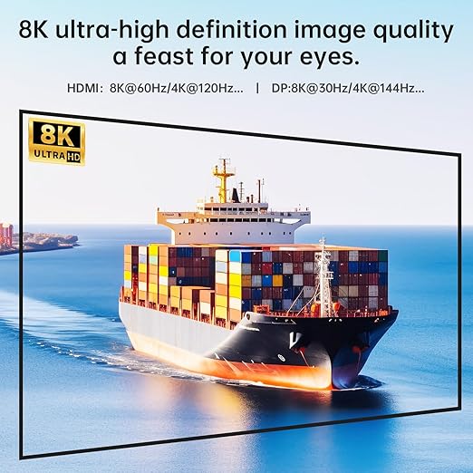 HDMI Displayport KVM Switch 3 Monitors 2 Computers 8K@60Hz 4K@144Hz, 3 Monitor - Image 4