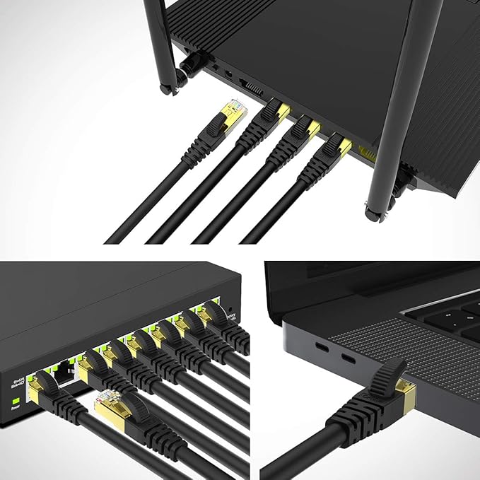 KASIMO CAT 8 Ethernet Cable 5 Feet, 10 Pack Black Shielded SFTP Internet - Image 8