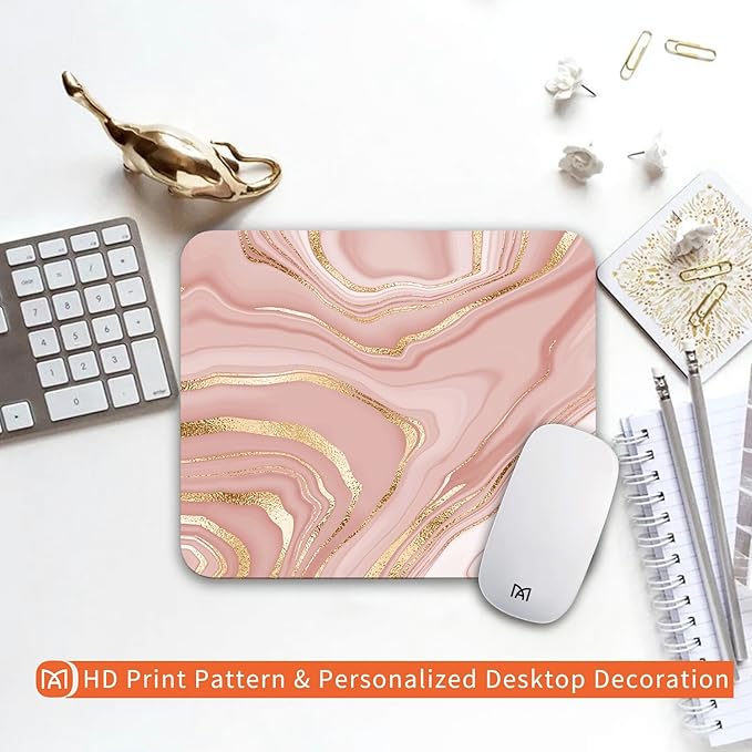 Square Mouse Pad Pink Gold, Personalized Premium-Textured Custom Mouse Mat - Image 6
