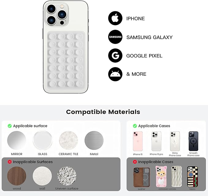 Silicone Double-Sided Suction Phone Case Detachable Mount, ASMR/Fidget Sticky - Image 7