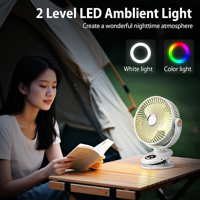 iNeibo 10000mAh Portable Clip on Fan, 90° Oscillating Fan, 8 Inch Rechargeable - Image 6
