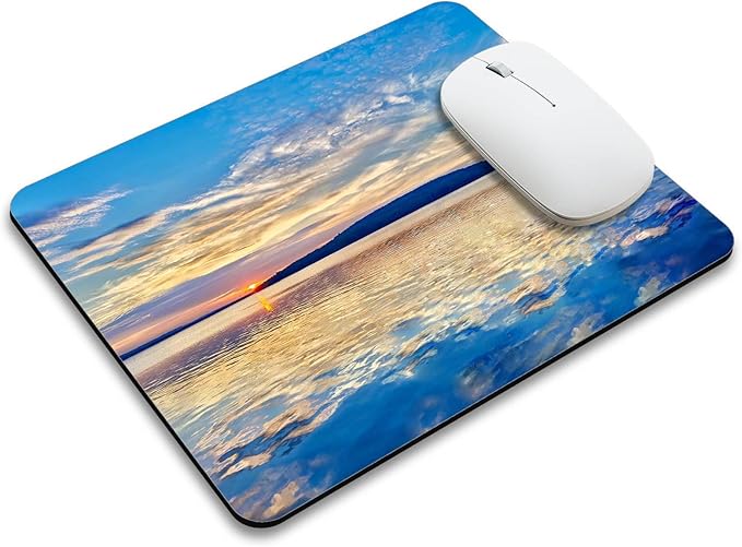Beautiful Lake and Mountains at Sunset Mouse Pad Mat Rectangle Non-Slip Rubber by Mzmrss