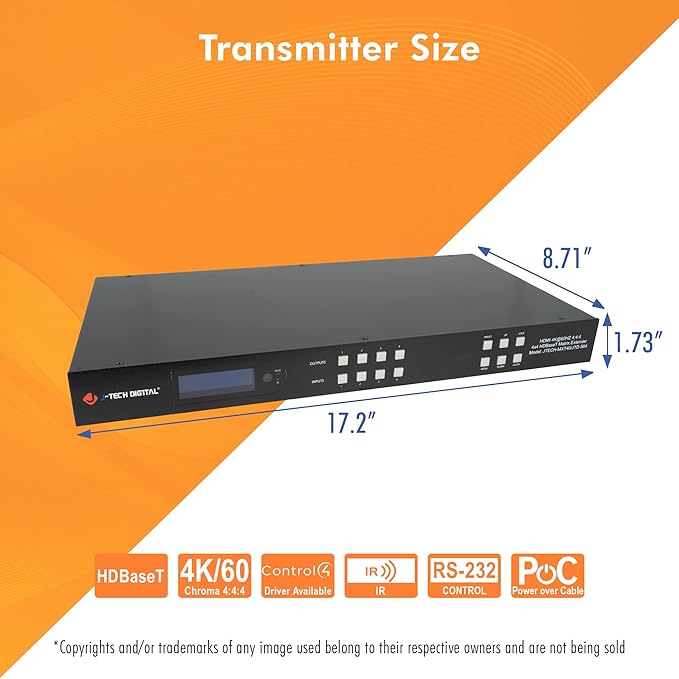 J-Tech Digital HDBaseT 4x4 Matrix Extender Switcher Supports HDMI2.0 HDCP2.2 - Image 8