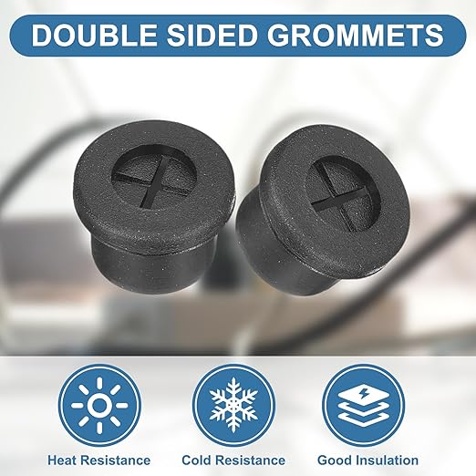uxcell 4Pcs Cable Cord Grommet, 1/2" Rubber Desk Grommets Wire Pass Through - Image 3
