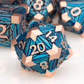 7PCS Metal DND Dice Set with Box, Debris RPG Copper Blue D and D Dice by ORIFANTOU