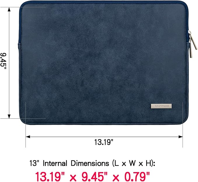 RAINYEAR 13 Inch Laptop Sleeve PU Suede Leather Case Protective Cover Water - Image 3