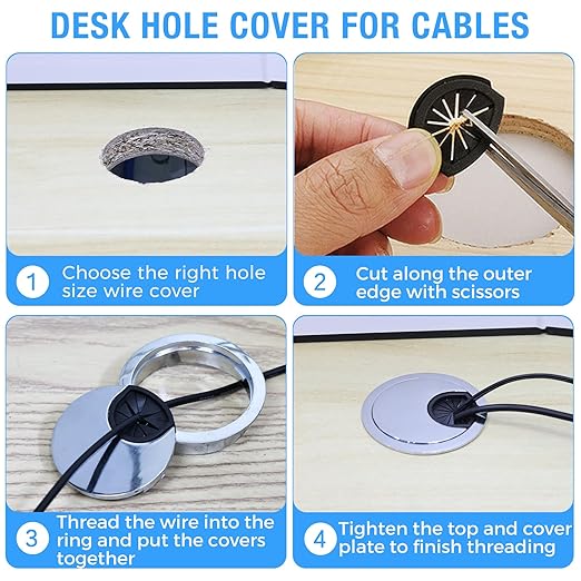 Desk Grommet 3-1/8", Desk Cord Hole Cover, Cable Grommet Metal Zinc Alloy - Image 4