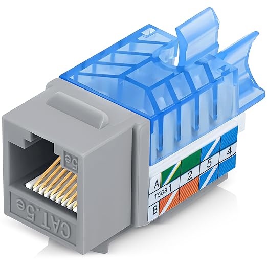 Everest 45° Angled RJ45 Cat5e Keystone Jacks 10-Pack in Gray by EverestMediaSolutions