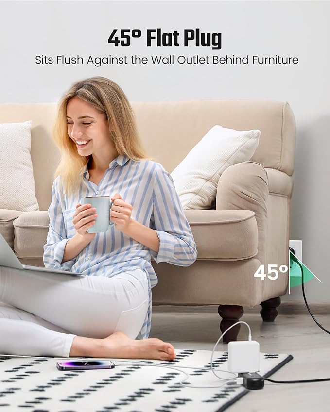 Power Strip with USB, SUPERDANNY Mini Surge Protector with 2 Wide-Spaced Outlets - Image 6