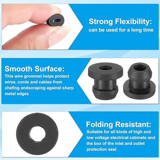 PATIKIL 7mm / 1/4 Inch Drill Hole, 3/16 Inch ID Rubber Grommets - Image 3