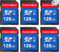 INDMEM SD Card 128GB 6-Pack, Class 10 128GB High Speed up to 90M/S Full HD by READYXIO