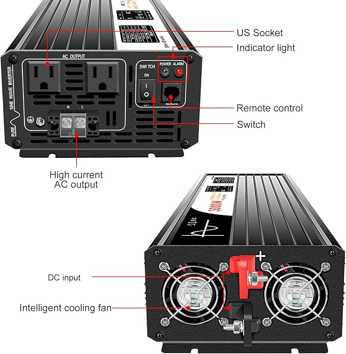 Xijia LCD-Display 3000W dc 48v to 110V 120V ac 60HZ Pure sine Wave Solar - Image 3