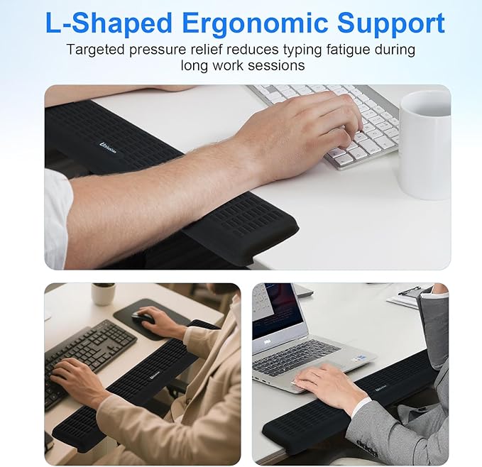 UnivoColors PostureUp L-Shaped Desk Long Wrist Rest Elbow, Memory Foam - Image 4