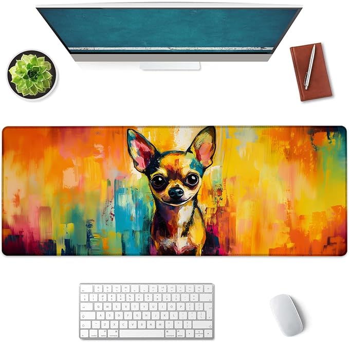 Colorful Chihuahua Large Mouse Pad, Gaming Mouse Pad, Keyboard Mat, Non-Slip by Unknown