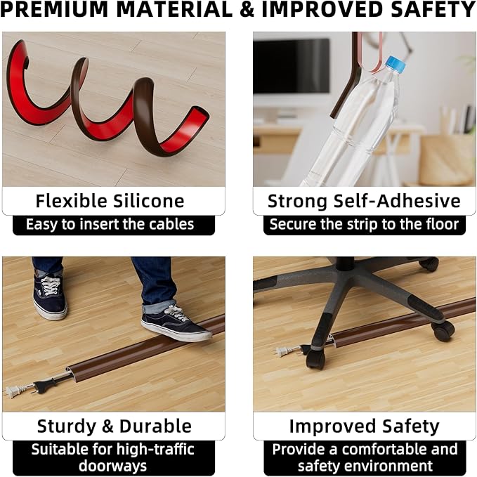 4ft Floor Cord Cover, Silicone Wire Hider, Hide Extension Cords, Protect Cords - Image 6