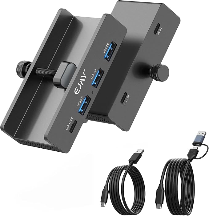 EJAY Mountable 4Ports USB3.0 HUB Alu Desktop Clamp Type C USB3.0 Splitter by EJAY