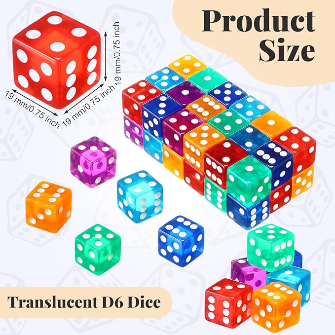 36 Piece 19 mm Casino Style Craps Dice Sets Acrylic and Translucent D6 Dice - Image 5