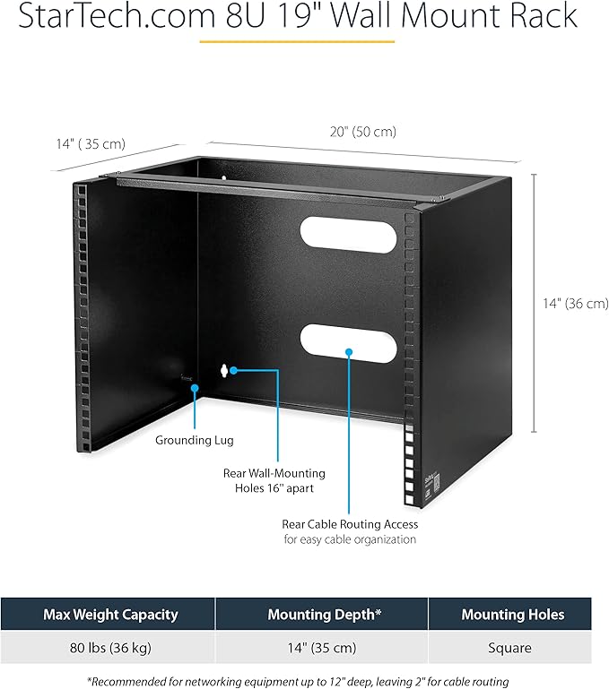 StarTech.com 8U Wall Mount Patch Panel Bracket - Image 4