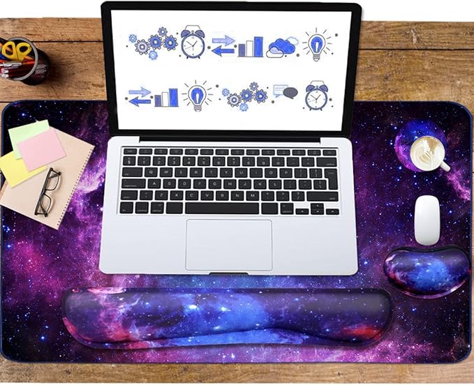 Keyboard Mouse Pad Set, Extended Mouse Pad+Keyboard Wrist Rest Support - Image 6