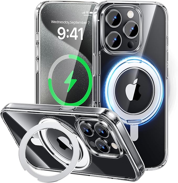 MAGIC JOHN for iPhone 15 Pro Max Case 360° Rotatable Magnetic Invisible Stand by MAGICJOHN