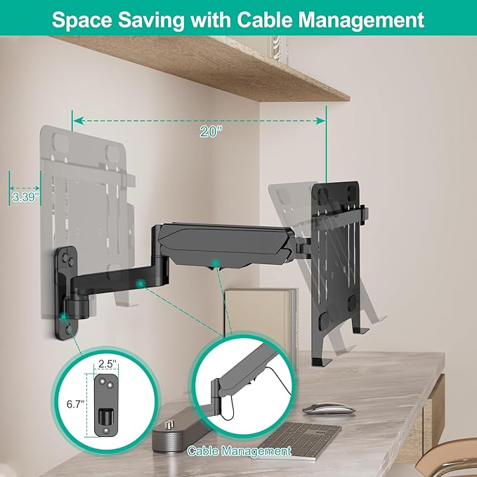 Laptop Wall Mount, 2-in-1 Gas Spring Wall Holder - Image 7