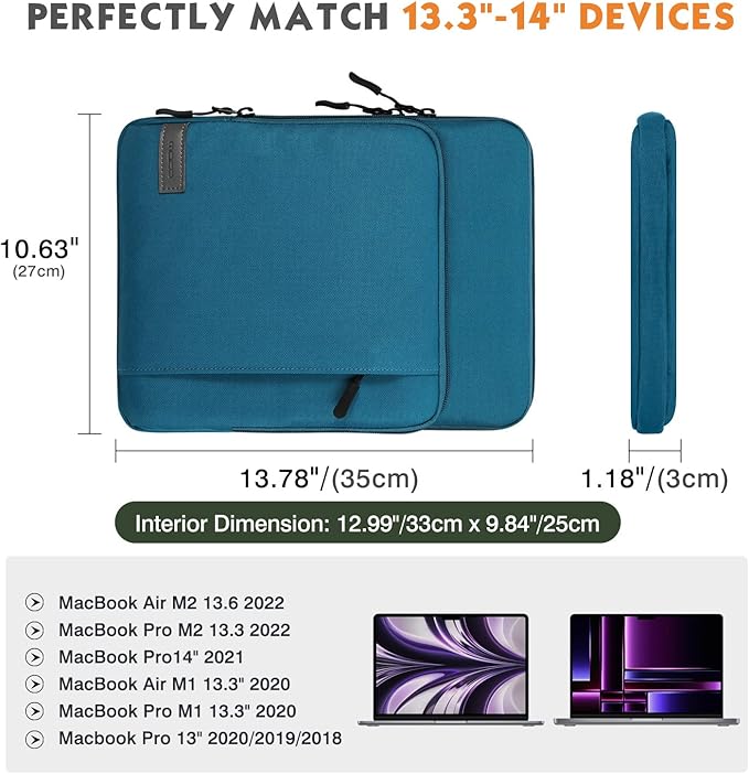 MoKo Laptop Sleeve Bag for 13.3-14 Inch, Notebook Carrying Case - Image 2