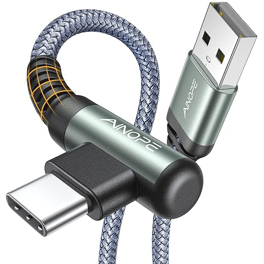 AINOPE USB to USB C Cable 6.6FT 3.1A Fast Charge, Right Angle Fast Charger Type by AINOPE10yearsforphoneaccessories