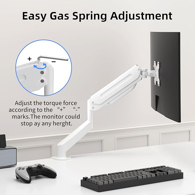 Suptek Single Monitor Mount Adjustable Gas Spring Monitor Arm Desk Mount Stand - Image 5