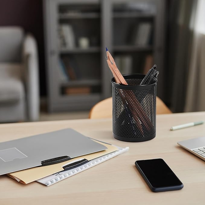 Comix Pen Holder Desk Organizer, Wire Mesh Pencil Cup - Image 7