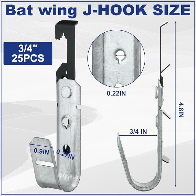 Zonon 25 Pcs J Hooks for Hanging Metal J Hook Hangers Cable Support - Image 2