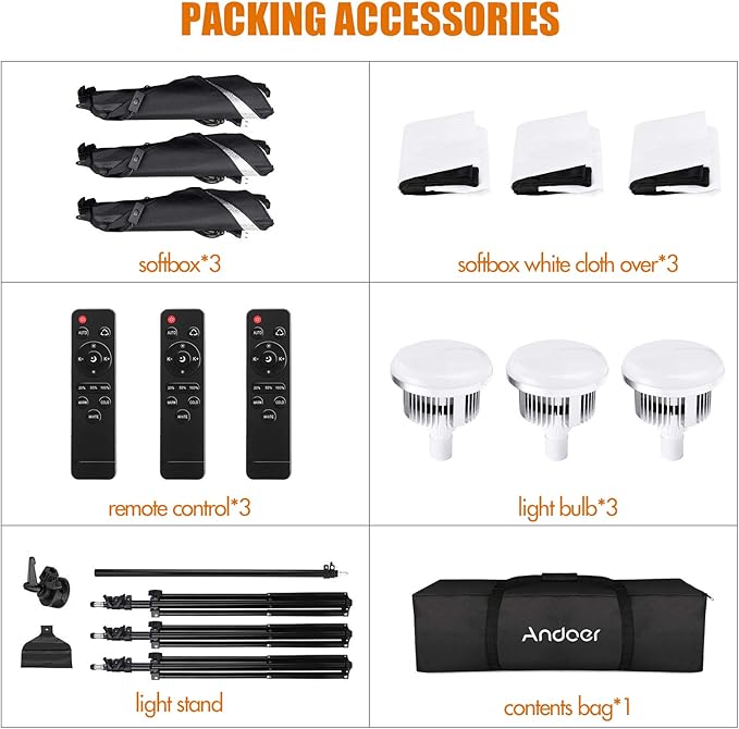 Andoer Softbox Photography Lighting Kit Professional Studio Equipment - Image 9