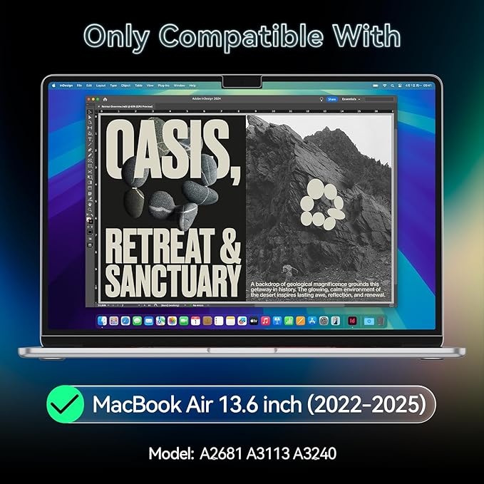 360° Privacy Screen for MacBook Air 13.6/13 Inch, 4 Way Privacy Anti Glare Blue - Image 7