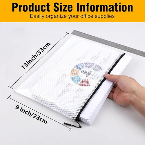12pcs Large Mesh Zipper Pouch File Bags YOPCDJ Reusable Zippered Pouches - Image 2