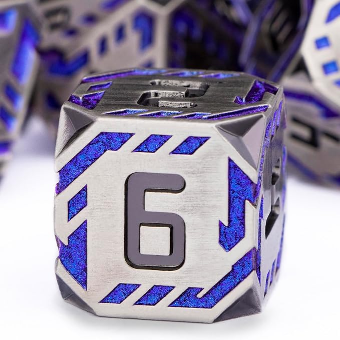 Metal DND Sci-fi Dice Set 7PCS Stripe Polyhedral Dice - Image 3
