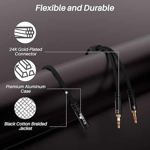 Headphone Splitter for Computer, 3.5mm Female to Dual 3.5mm Male Audio Splitter - Image 6