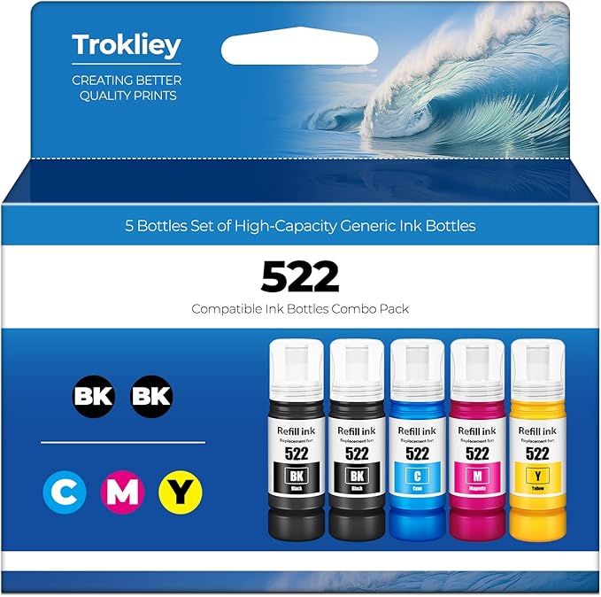 522 Ink Refill Bottles ET-2800 ET-4800 ET-2400 ET-2803 by Trokliey