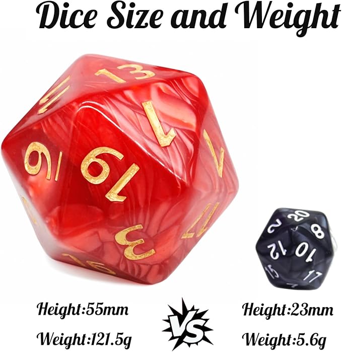20 Sided DND Dice, D20 Giant Polyhedral Dice, 55mm Titan Large Pearl Color D20 - Image 2