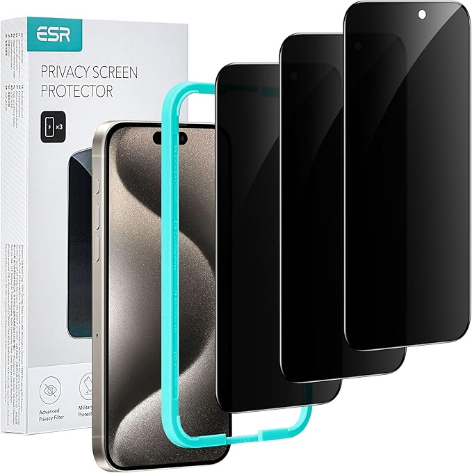 ESR 3 Pack for iPhone 15 Pro Max Privacy Screen Protector, Anti-spy by ESR