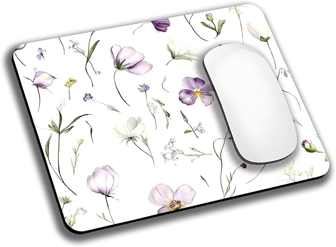 Purple Floral Potted Plants Mouse Pads by EASTSMOOTH