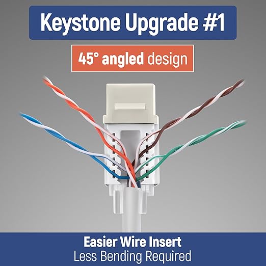 Everest Media Solutions 45° Angled CAT6A Keystone Jack in Ivory - Image 3